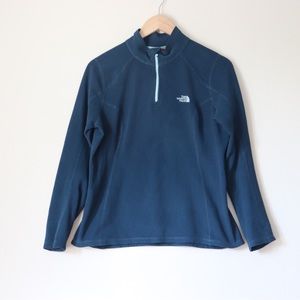 The North Face Blue Teal Quarter Zip PolarTec Fleece Classic Pullover Sweater